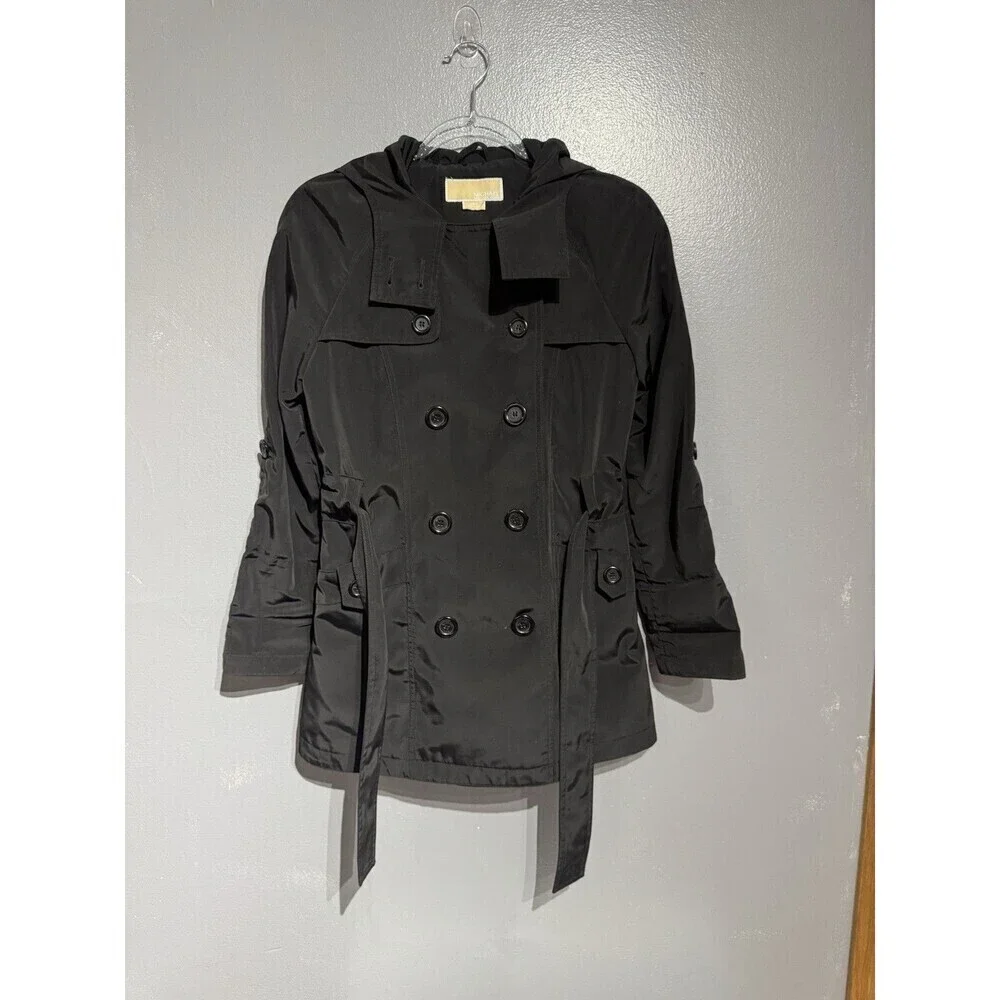 Michael Kors Trench COAT Black Double Breasted SZ XS